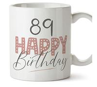 MUGFFINS 89 Birthday Mug - in English - Happy Birthday! Pink - Funny Anniversary Present - 11 oz