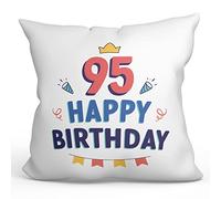 MUGFFINS 95 Birthday Pillow Cushion Padding included - in English - Happy Birthday! - Funny Anniversary Present - 15.7x15.7 inches
