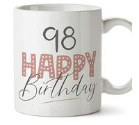 MUGFFINS 98 Birthday Mug - in English - Happy Birthday! Pink - Funny Anniversary Present - 11 oz