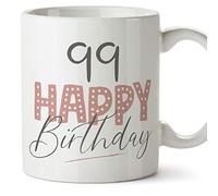 MUGFFINS 99 Birthday Mug - in English - Happy Birthday! Pink - Funny Anniversary Present - 11 oz