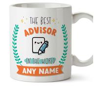MUGFFINS Advisor Mug - in English - World's Best - with Doodle - Funny Gift for Colleagues - Ceramic 11oz Mug
