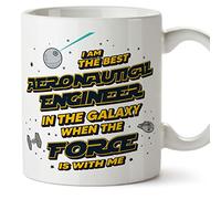 MUGFFINS Aeronautical Engineer Mug - in English - Best in The Galaxy The Force is with Me - Funny Gift for Colleagues - Ceramic 11oz Mug