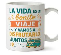 MUGFFINS Anniversary Mug with Phrase La vida ES un Bonito viaje y Vamos a disfrutarlo Juntos in Spanish | Valentines Day Gift, Boyfriend, Girlfriend, Wife, Husband, Romantic | pareja-2 v1
