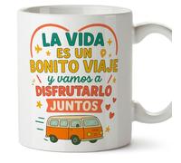 MUGFFINS Anniversary Mug with Phrase La vida ES un Bonito viaje y Vamos a disfrutarlo Juntos in Spanish | Valentines Day Gift, Boyfriend, Girlfriend, Wife, Husband, Romantic | pareja-2 v3