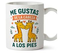 MUGFFINS Anniversary Mug with Phrase Me gustas de la cabeza a Los pies in Spanish | Valentines Day Gift, Boyfriend, Girlfriend, Wife, Husband, Romantic | pareja-2 v1
