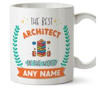 MUGFFINS Architect Mug - in English - World's Best - with Doodle - Funny Gift for Colleagues - Ceramic 11oz Mug
