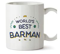 MUGFFINS Barman Man Mug - in English - World's Best - Funny Gift for Colleagues - Ceramic 11oz Mug