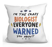 MUGFFINS BIOLOGIST Cushion Padding included - in English - Everyone warned you about - Funny gift - Pillow: cover and filling 15.7x15.7 inches