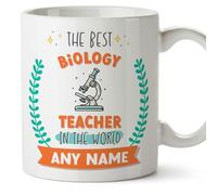MUGFFINS Biology Teacher Mug - in English - World's Best - with Doodle - Funny Gift for Colleagues - Ceramic 11oz Mug
