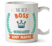 MUGFFINS BOSS Mug - in English - World's Best - with Doodle - Funny Gift for Colleagues - Ceramic 11oz Mug
