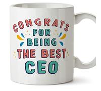 MUGFFINS CEO Mug - in English - Congrats for Being the Best - Funny Gift for Colleagues - Ceramic 11oz Mug