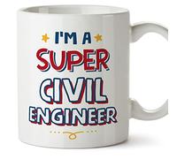 MUGFFINS Civil Engineer Mug - in English - I'm Super - Funny Gift for Colleagues - Ceramic 11oz Mug