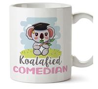 MUGFFINS Comedian Woman Mug - in English - Koalafied - Funny Gift for Colleagues - Ceramic 11oz Mug