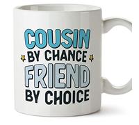 MUGFFINS Cousin Mug - in English - by Chance Friend by Choice - Funny Gift - Ceramic 11oz Mug