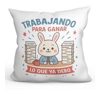 MUGFFINS cushion with filling funny cushion | funny gifts | self-employed | Trabajando para ganar lo que ya debo in Spanish | 40x40cm polyester | graciosas ego v2