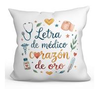 MUGFFINS cushion with filling | Letra de médico corazón de oro in Spanish | doctor gift idea 40x40cm | hospital, doctor, medical | medicina v3