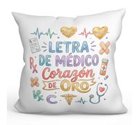 MUGFFINS cushion with filling | Letra de médico corazón de oro in Spanish | doctor gift idea 40x40cm | hospital, doctor, medical | medicina v2