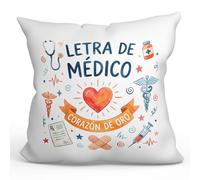 MUGFFINS cushion with filling | Letra de médico corazón de oro in Spanish | doctor gift idea 40x40cm | hospital, doctor, medical | medicina v5