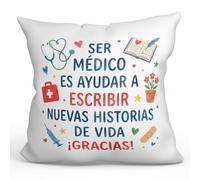 MUGFFINS cushion with filling | Ser médico es ayudar a escribir nuevas historias de vida ¡gracias! in Spanish | gift idea for doctor, hospital, medical staff | medicina v1
