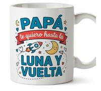 MUGFFINS dad Gift Mug | Cup with Phrase Papá te Quiero Hasta la Luna y vuelta in Spanish 330 Ml/11 oz | progenitores v1
