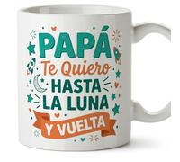 MUGFFINS dad Gift Mug | Cup with Phrase Papá te Quiero Hasta la Luna y vuelta in Spanish 330 Ml/11 oz | progenitores v6