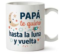 MUGFFINS dad Gift Mug | Cup with Phrase Papá te Quiero Hasta la Luna y vuelta in Spanish 330 Ml/11 oz | progenitores v4