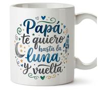 MUGFFINS dad Gift Mug | Cup with Phrase Papá te Quiero Hasta la Luna y vuelta in Spanish 330 Ml/11 oz | progenitores v3
