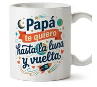 MUGFFINS dad Gift Mug | Cup with Phrase Papá te Quiero Hasta la Luna y vuelta in Spanish 330 Ml/11 oz | progenitores v9