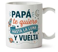 MUGFFINS dad Gift Mug | Cup with Phrase Papá te Quiero Hasta la Luna y vuelta in Spanish 330 Ml/11 oz | progenitores v8