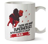 MUGFFINS Dad Mug - "There are Many Super Heroes" - Father's Day Gift/Present for Daddy - Tea/Coffee Ceramic Cup 11oz