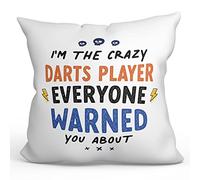 MUGFFINS DARTS PLAYER Cushion Padding included - in English - Everyone warned you about - Funny gift - Pillow: cover and filling 15.7x15.7 inches