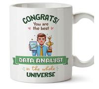 MUGFFINS Data Analyst Man Mug - in English - Best in Universe Trophy - Funny Gift for Colleagues - Ceramic 11oz Mug