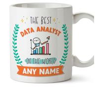 MUGFFINS Data Analyst Mug - in English - World's Best - with Doodle - Funny Gift for Colleagues - Ceramic 11oz Mug