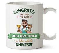MUGFFINS Dog Groomer Man Mug - in English - Best in Universe Trophy - Funny Gift for Colleagues - Ceramic 11oz Mug