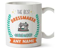 MUGFFINS Dressmaker Mug - in English - World's Best - with Doodle - Funny Gift for Colleagues - Ceramic 11oz Mug