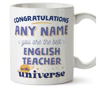 MUGFFINS English Teacher Mug - in English - Best in The Universe - Funny Gift for Colleagues - Ceramic 11oz Mug