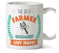 MUGFFINS Farmer Mug - in English - World's Best - with Doodle - Funny Gift for Colleagues - Ceramic 11oz Mug