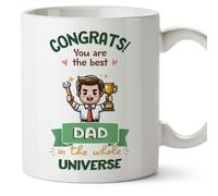 MUGFFINS Father/DAD 2 Mug - in English - Best in Universe Trophy - Funny Gift - Ceramic 11oz Mug