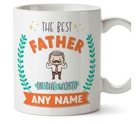 MUGFFINS Father/DAD Mug - in English - World's Best - with Doodle - Funny Gift - Ceramic 11oz Mug