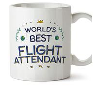 MUGFFINS Flight Attendant Mug - in English - World's Best - Funny Gift for Colleagues - Ceramic 11oz Mug