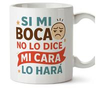 MUGFFINS Funny Mug | Funny Gifts | Novelty Mugs | Si mi Boca no lo dice mi cara lo hará in Spanish | Graciosas v1