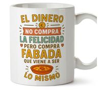 MUGFFINS Funny Mug | Funny Gifts with Quote El Dinero no compra la felicidad Pero compra fabada in Spanish | Novelty Mugs, Hilarious | comida v1