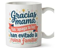 MUGFFINS Funny Mum Mug with Phrase Gracias mamá Tus apaga la luz han evitado la ruina in Spanish 330 ml/11 oz | Mother Gift | Mother's Day | progenitores v3