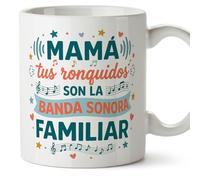 MUGFFINS Funny Mum Mug with Phrase Mamá Tus ronquidos Son la Banda Sonora Familiar in Spanish 330 ml/11 oz | Mother Gift | Mother's Day | progenitores v4