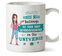 MUGFFINS Goddaughter Mug - in English - Best Family in The Universe - Funny Gift - Ceramic 11oz Mug