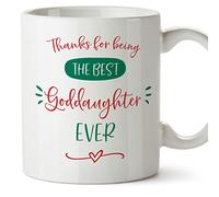 MUGFFINS Goddaughter Mug - in English - Thanks Best Family - Funny Gift - Ceramic 11oz Mug
