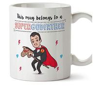 Mugffins Godfather Mug/Cup - "Super Godfather" - Breakfast 11 oz Ceramic Mug Coffee Tea - Coffee Mug for Breakfast/Easter Gift Idea/Birthday Presents for Goduncles/Baptism Gift/Ceramic 11 oz