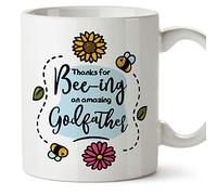 MUGFFINS Godfather Mug - in English - Thanks for Beeing Amazing - Funny Gift - Ceramic 11oz Mug