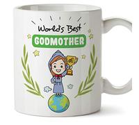Mugffins Godmother Mug/Cup - "World's Best Godmother" - Coffee Mug for Breakfast/Easter Gift Idea/Birthday Presents for Godmothers/Baptism Gift/Ceramic 11 oz