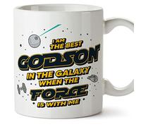 MUGFFINS Godson Mug - in English - Best Family in The Galaxy The Force is with Me - Funny Gift - Ceramic 11oz Mug